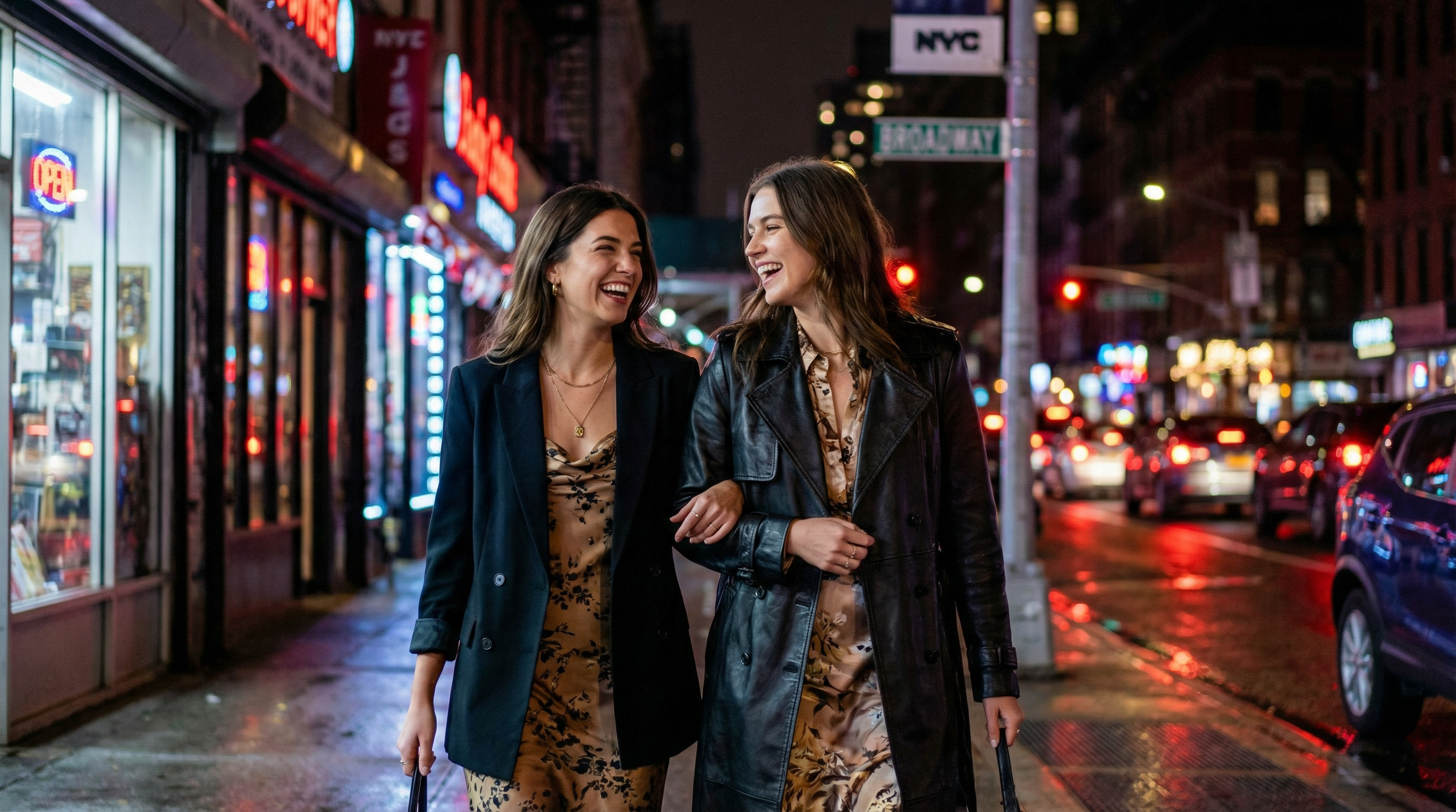 Sisters enjoying nightlife