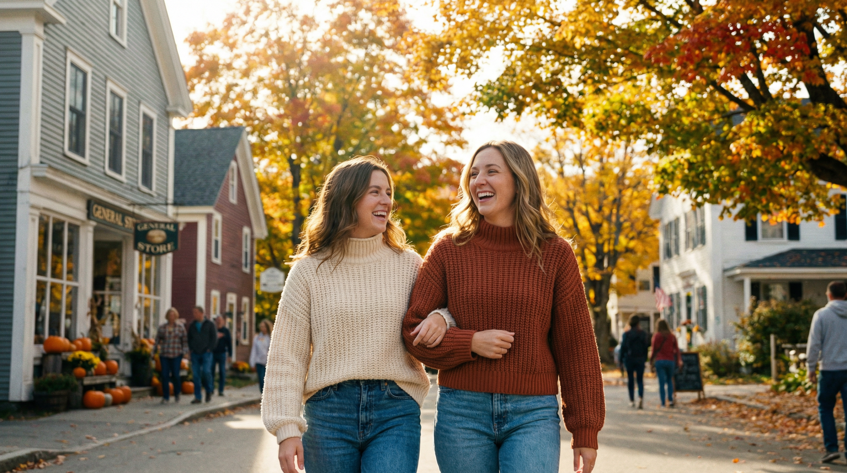 Scenic collage of Northeast US cities in autumn